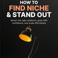Book cover with a lamp and text about finding a niche and standing out on a dark background