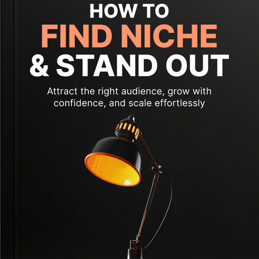 Book cover with a lamp and text about finding a niche and standing out on a dark background