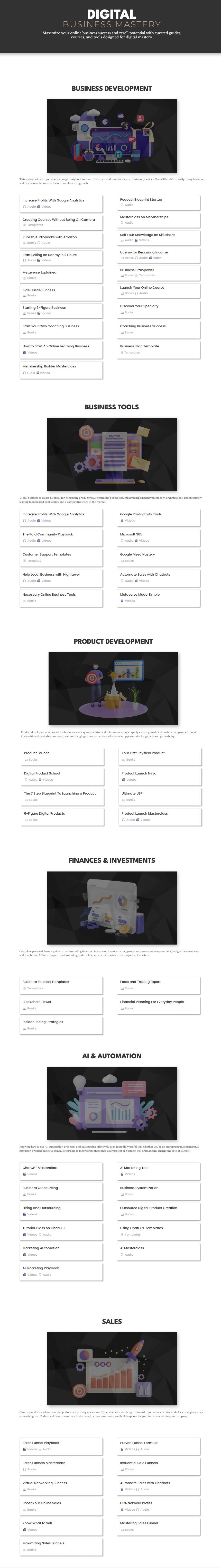 Grid of digital product images with a focus on showcasing various items.