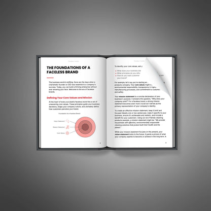 Open book on a gray background with text and a diagram.
